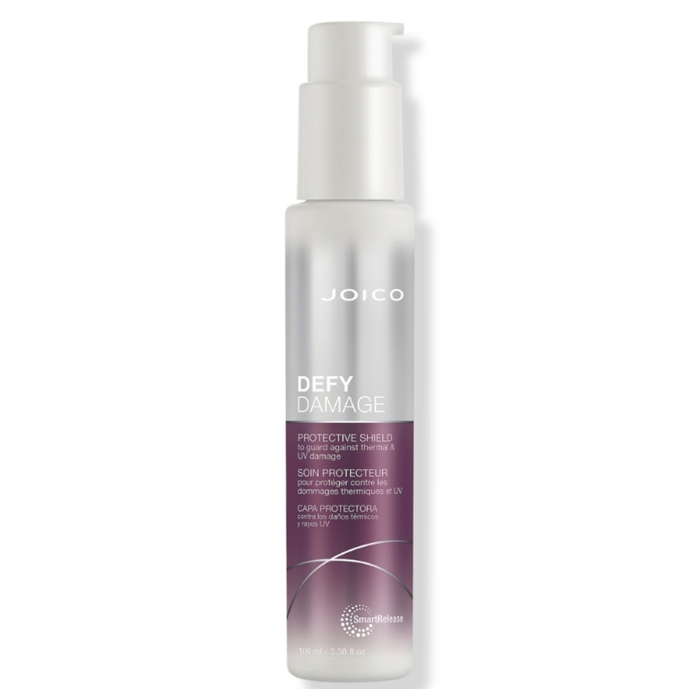 JOICO DEFY DAMAGE PROTECTIVE SHIELD TO GUARD AGAINST THERMAL & UV DAMAGE.